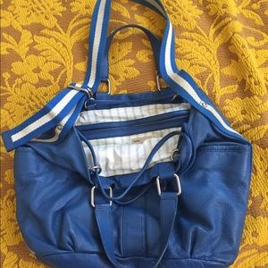 Auth Marc Jacobs Blue Leather Roomy Handbag Purse